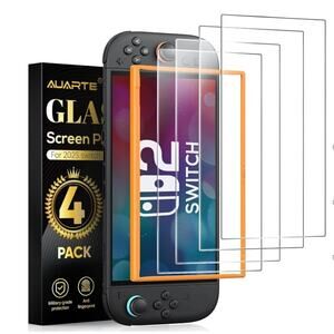 Auarte HD Clear Tempered Glass Screen Protector, 2025 Nintendo Switch 2 NWT